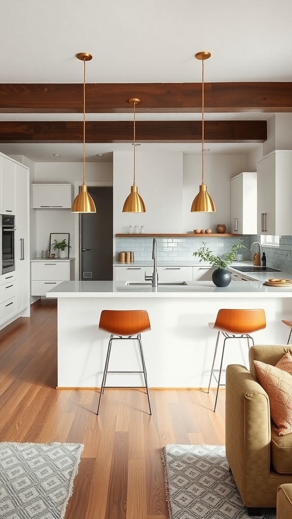 Stylish bar counter in a modern kitchen and living room space