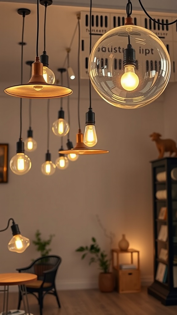 Charming hanging light fixtures in a cozy room setting