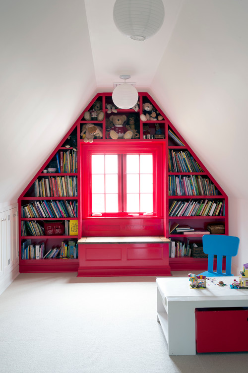 Attic Window Built In Bookcase