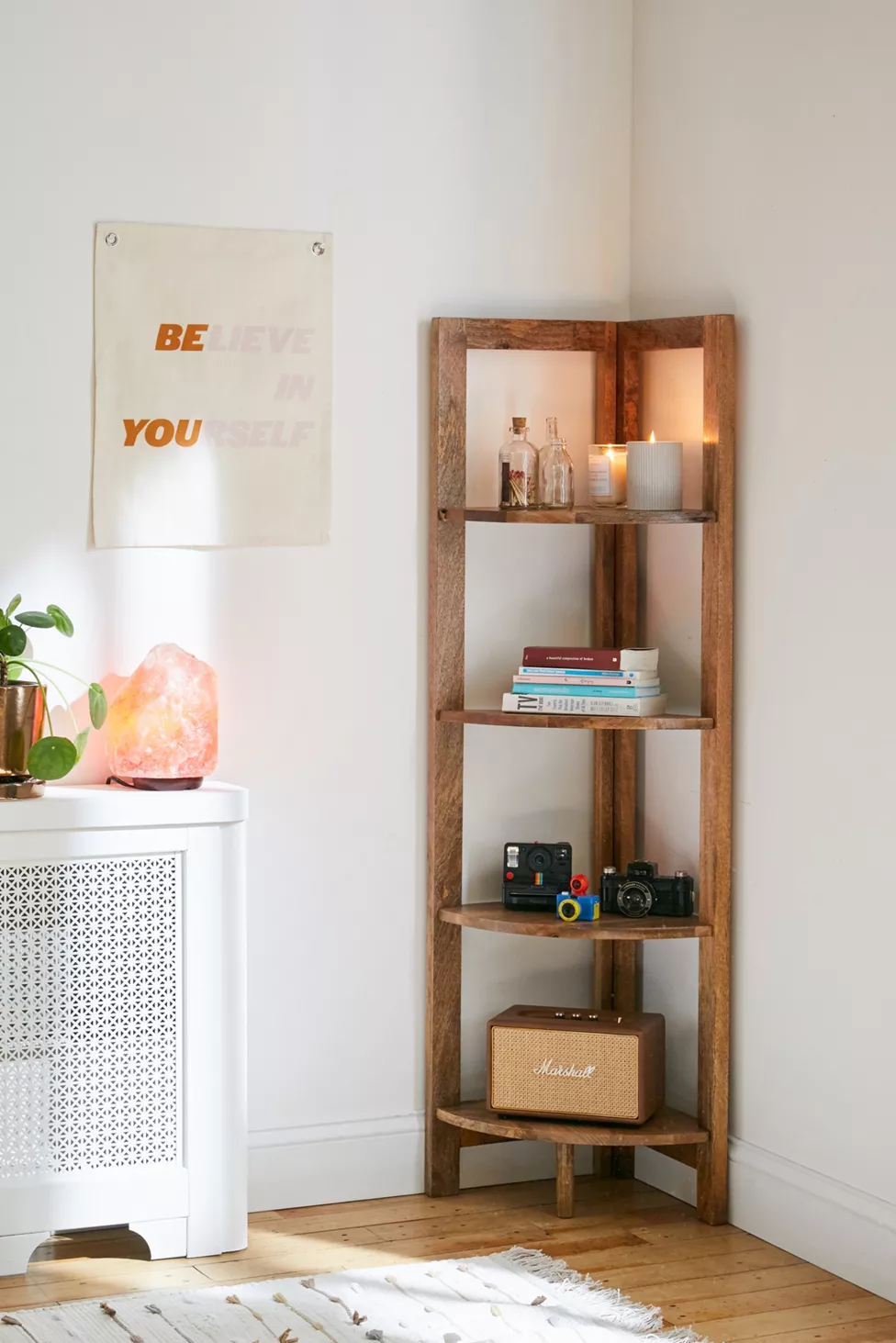 Wooden Corner Ladder Shelf