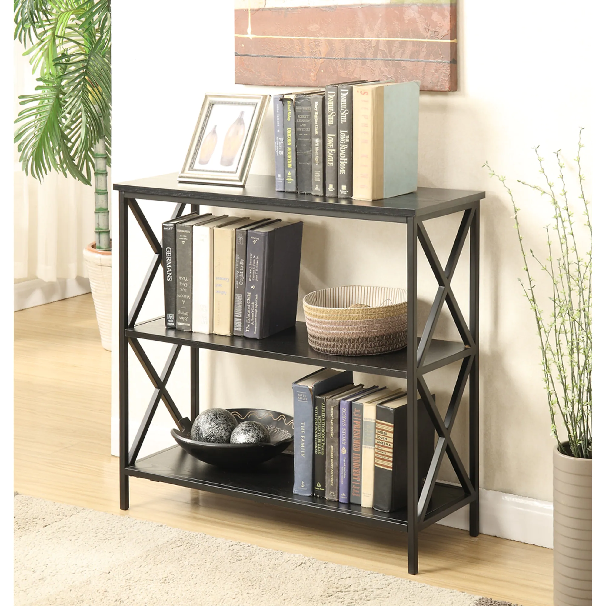 Black X Frame Bookcase